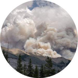 Burning forest fire in British Columbia in Kootenay National Park.