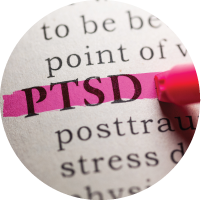Definition of PTSD being highlighted in a book.