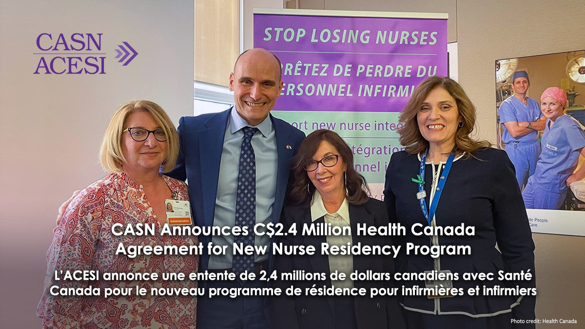 L’ACESI annonce une entente de 2,4 millions de dollars canadiens avec Santé Canada pour le nouveau programme de résidence pour infirmières et infirmiers